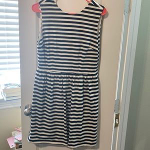 Black and white striped dress.